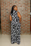 Black and White Collared Jumpsuit