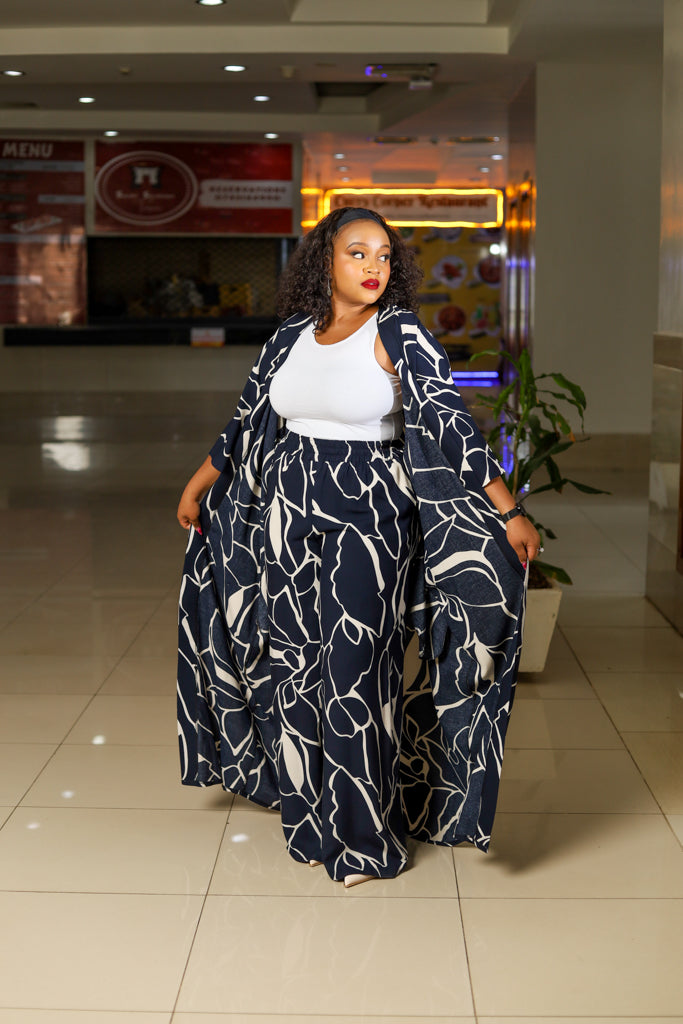 Navy White Pallazo Set