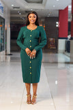 Button Front Round Neck Dress