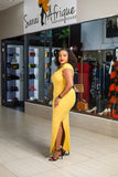 Mustard bodycon maxi dress