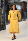 Mustard Longsleeved Highlow Chiffon Dress