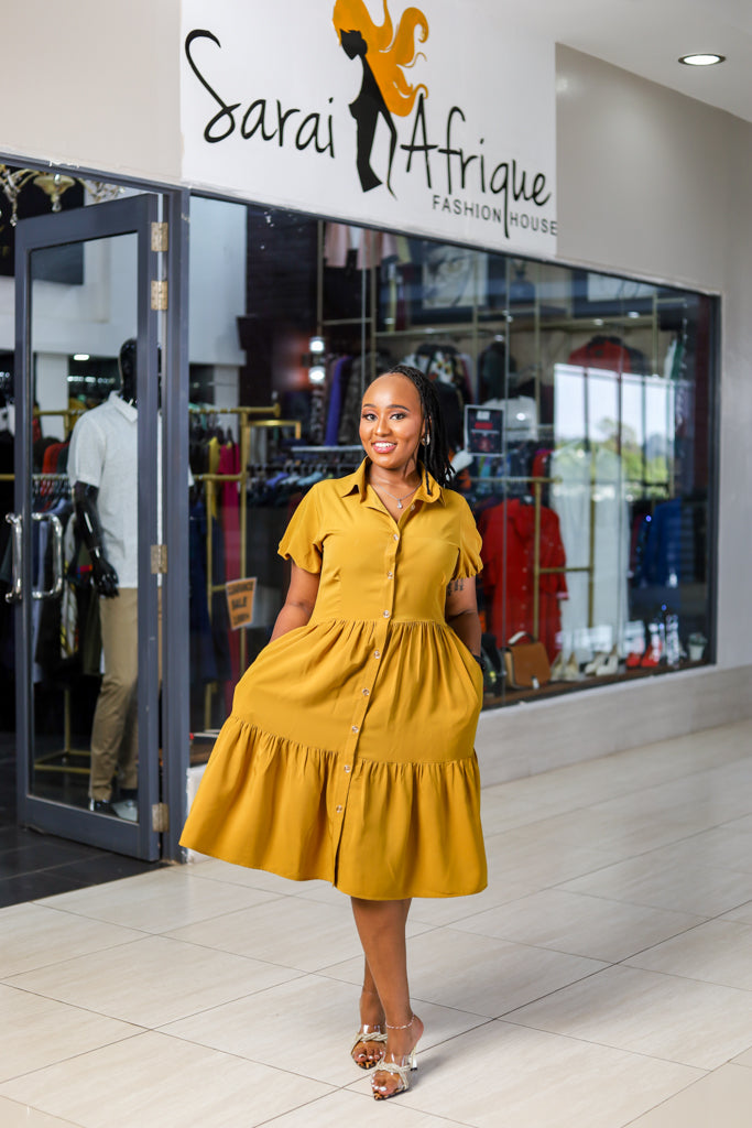 Mustard Yellow Tier Dress