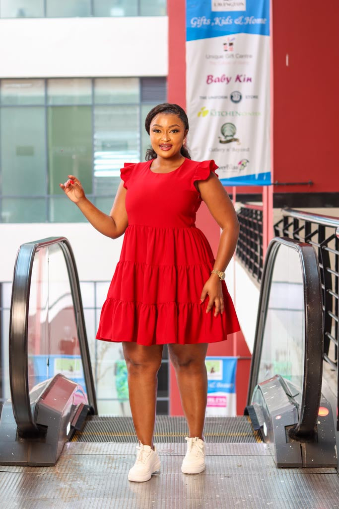 Whine Red Tier Short Dress