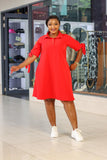 Aline placket Shift Red Dress - Sarai Afrique