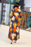 Navy Blue and Orange Maxi shirt Dress