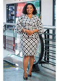 Black and White Puff Sleeved Short Dress