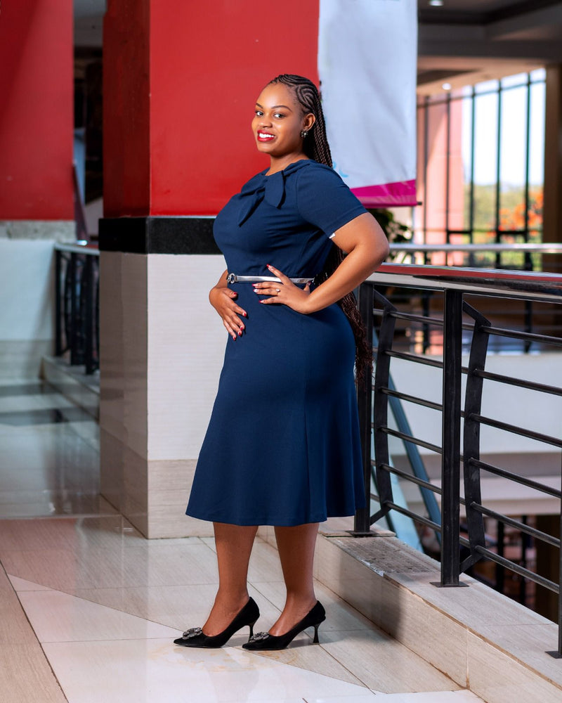 Navy blue necktie aline dress