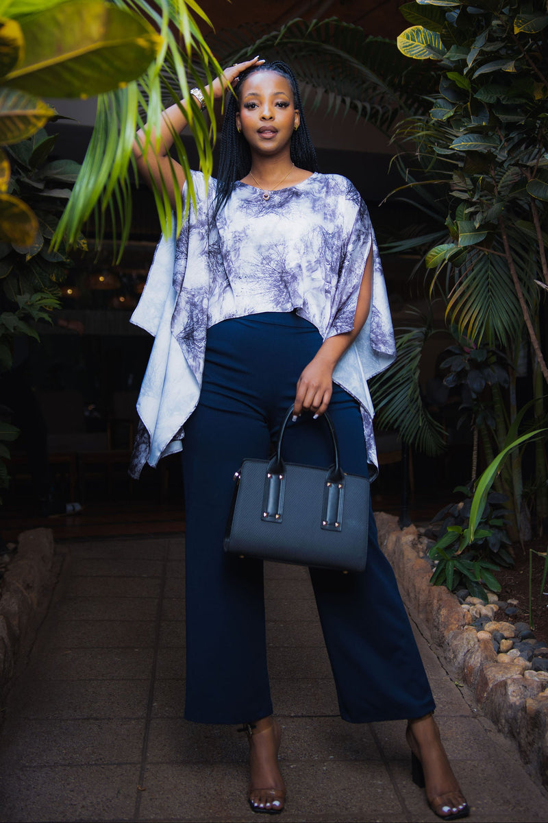 Black Grey Kaftan Top