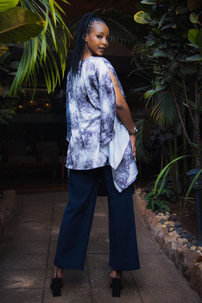Black Grey Kaftan Top