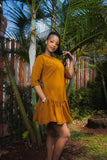 Mustard V-tiered Dress