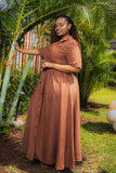 Brown linen Maxi dress
