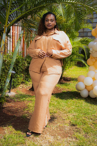 Beige linen two piece set