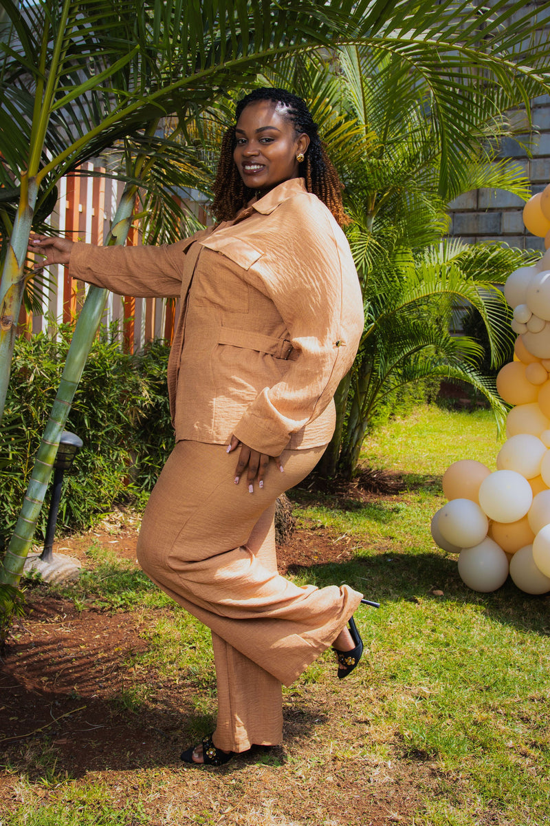 Beige linen two piece set