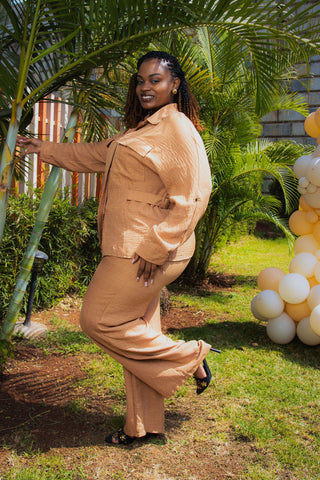 Beige linen two piece set