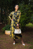 Black Yellow print maxi shirt dress