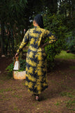 Black Yellow print maxi shirt dress