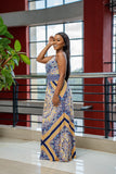 Navy yellow maxi dress