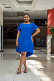 Blue high low shift dress