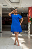 Blue high low shift dress