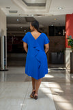 Blue high low shift dress