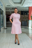 Pink neck button Aline dress