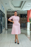 Pink neck button Aline dress
