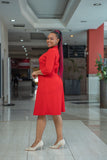 Red necktie aline dress