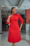 Red necktie aline dress