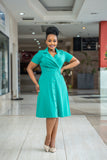 Green button aline dress