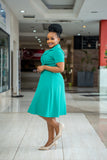 Green button aline dress