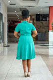 Green button aline dress