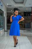 Blue button Aline dress