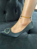 Pointed buckle kitty heel