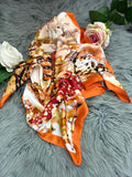 Orange multicolored short scarf
