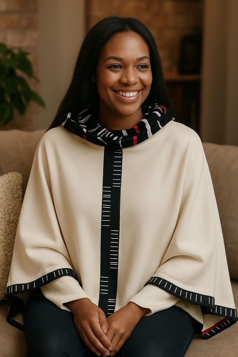 SA Cream Turtle Neck Poncho