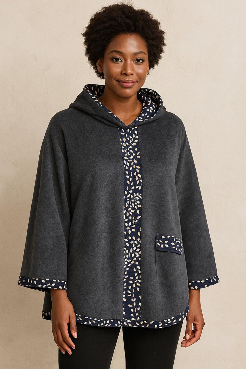SA Fur Grey Hooded Poncho