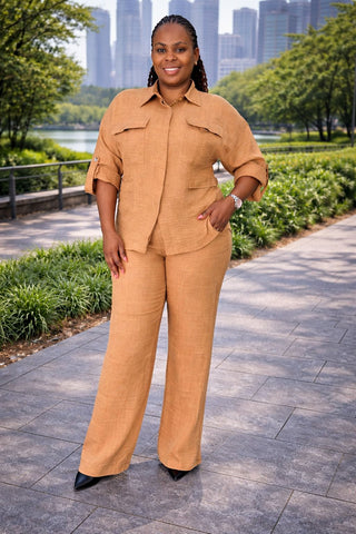 Beige linen two piece set