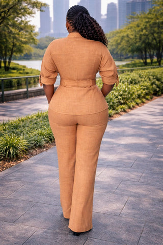 Beige linen two piece set