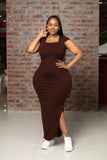 Chocolate Brown Maxi Bodycon Dress - Sarai Afrique