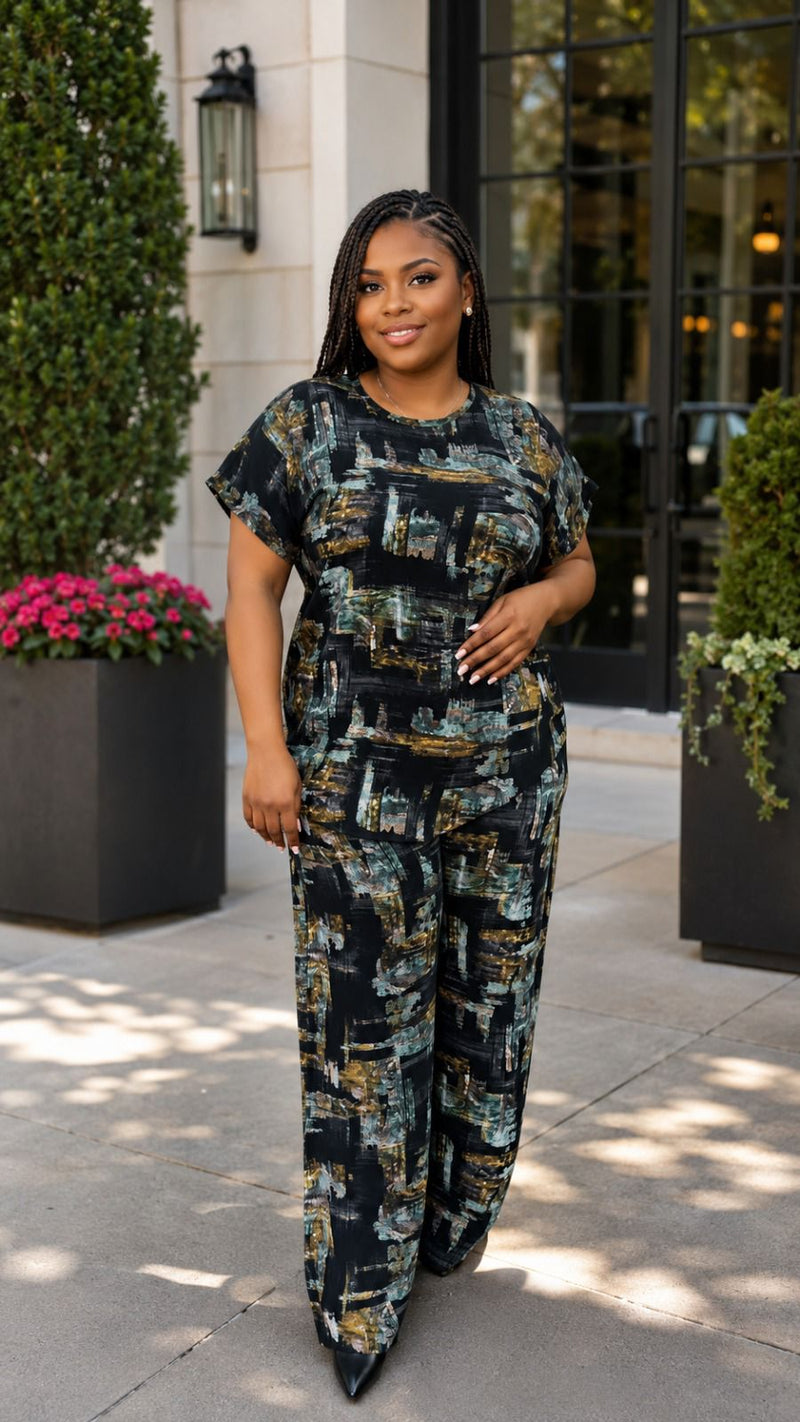 Green and Black Drawstring Set - Sarai Afrique