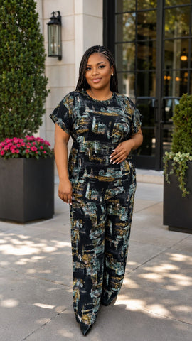 Green and Black Drawstring Set - Sarai Afrique