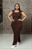 Chocolate Brown Maxi Bodycon Dress - Sarai Afrique