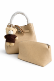 Beige Teddy Charm Tote - Sarai Afrique