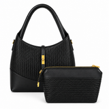 Woven tote bag-Black