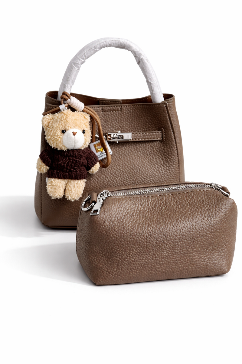 Brown Teddy Charm Tote - Sarai Afrique