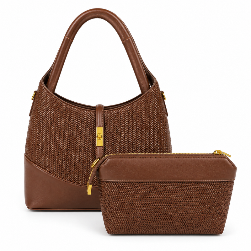 Woven tote bag-Brown - Sarai Afrique