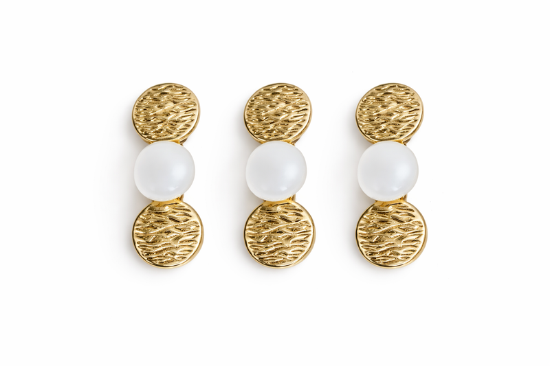 Golden Pearl Link Buttons - Sarai Afrique