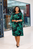 Emerald Night Flutter Sleeve Dress