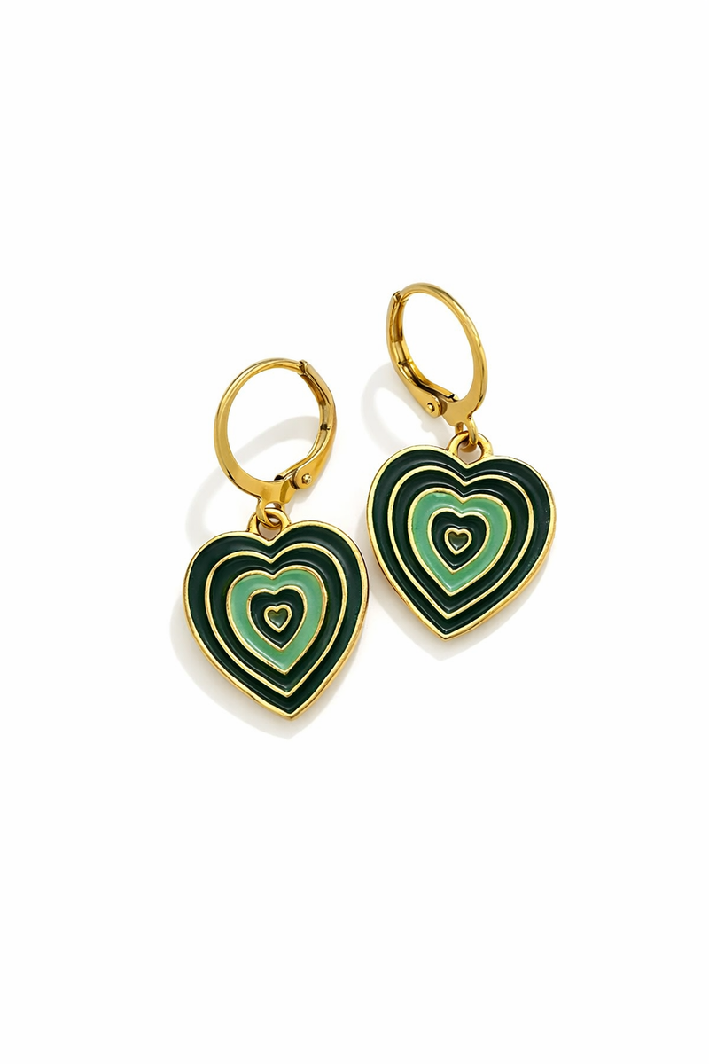 Green-gold Heart Earrings - Sarai Afrique