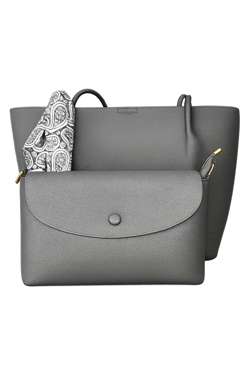 Grey wide tote bag